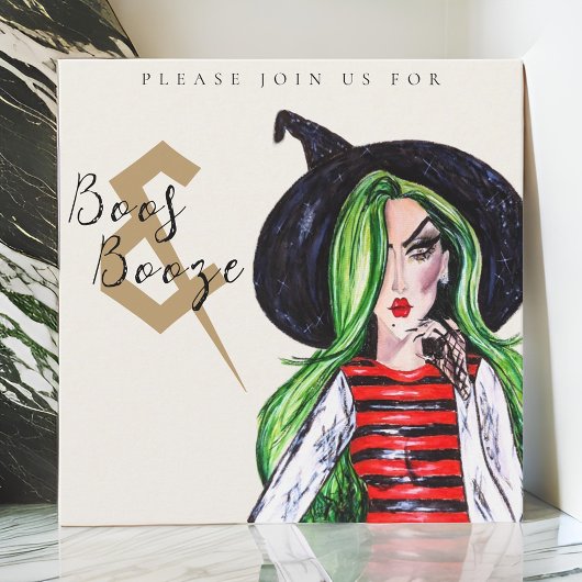 Boos en Booze Halloween Heksenfeest Uitnodiging