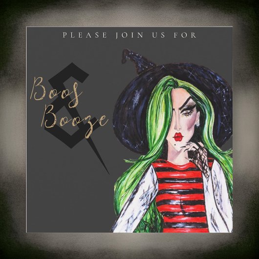 Boos en Booze Halloween Heksenfeest Uitnodiging