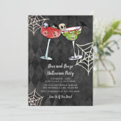 Boos en Booze Halloween Invitation Kaart (Staand voorkant)