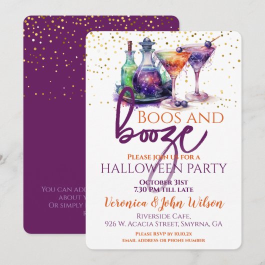 Boos en Booze Halloween Kaart (Voorkant / Achterkant)
