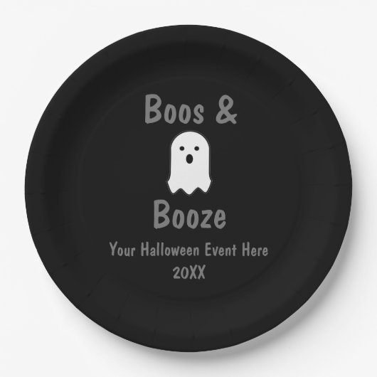 Boos en Booze Halloween Papieren Bordje (Voorkant)