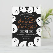 BOOS EN BOOZE HALLOWEEN PARTIJINVITATIE KAART (Staand voorkant)