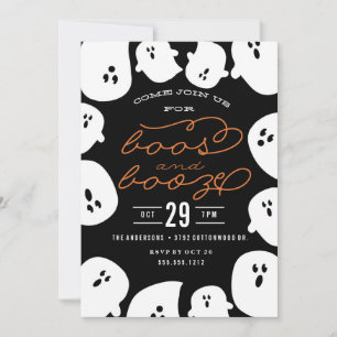 BOOS EN BOOZE HALLOWEEN PARTIJINVITATIE KAART