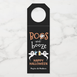 Boos en Booze Halloween Party Cute Ghost Brew Flessenhanger