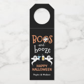 Boos en Booze Halloween Party Cute Ghost Brew Flessenhanger (Voorkant)