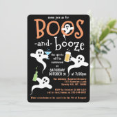 Boos en Booze Halloween Party Cute Spooky Ghost Kaart (Staand voorkant)