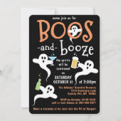 Boos en Booze Halloween Party Cute Spooky Ghost Kaart (Voorkant)