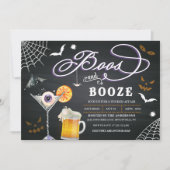 Boos en Booze Halloween Party Invitation Kaart (Voorkant)