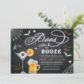 Boos en Booze Halloween Party Invitation Kaart (Staand voorkant)