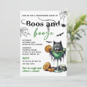 Boos en Booze Halloween Party Kaart (Staand voorkant)