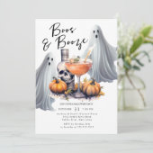 Boos en Booze Halloween Party Kaart (Staand voorkant)