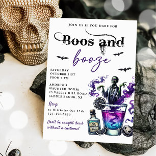 Boos en Booze Halloween Party Kaart