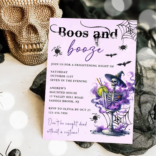 Boos en Booze Halloween Party Kaart