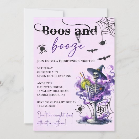 Boos en Booze Halloween Party Kaart (Voorkant)