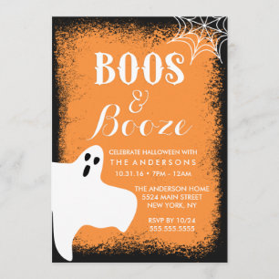 Boos en Booze Halloween Party Kaart