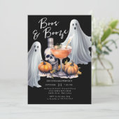 Boos en Booze Halloween Party Kaart (Staand voorkant)