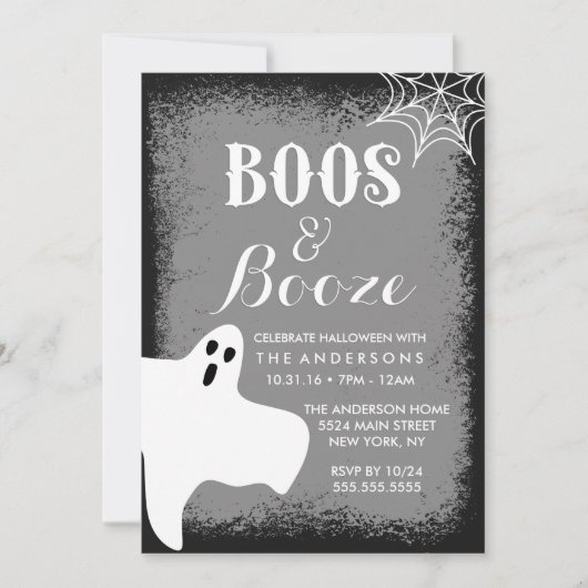 Boos en Booze Halloween Party Kaart (Voorkant)