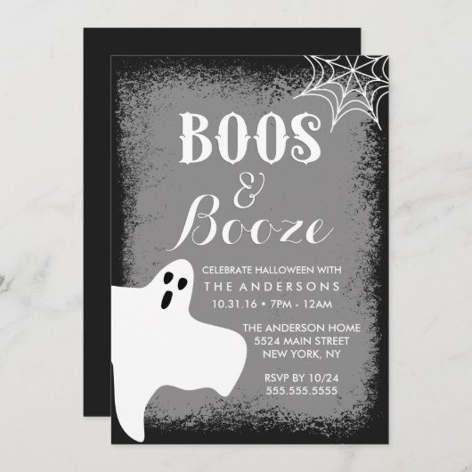 Boos en Booze Halloween Party Kaart (Voorkant / Achterkant)