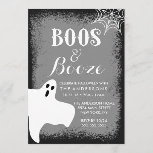 Boos en Booze Halloween Party Kaart