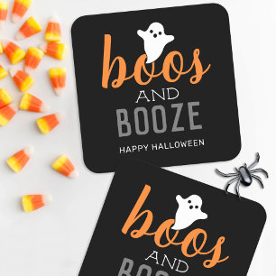 Boos en Booze Halloween Party Kartonnen Onderzetters