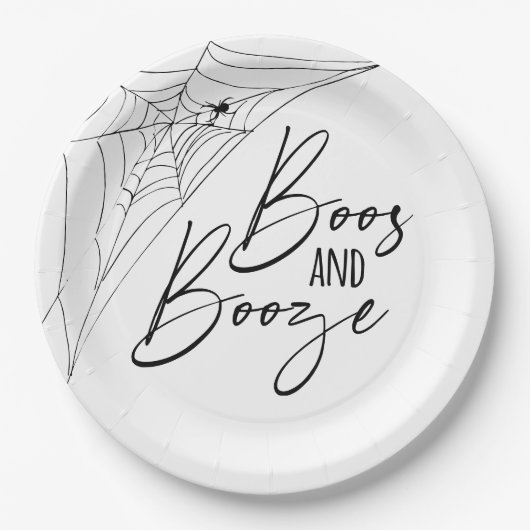 Boos en Booze Halloween Party Papieren Bordje (Voorkant)