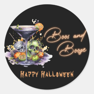 Boos en Booze Halloween Party Ronde Sticker