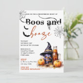Boos En Booze Halloween Party Uitnodiging (Staand voorkant)
