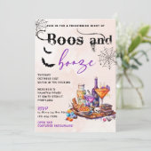 Boos En Booze Halloween Party Uitnodiging (Staand voorkant)
