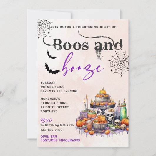 Boos En Booze Halloween Party Uitnodiging (Voorkant)