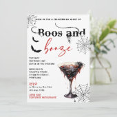 Boos En Booze Halloween Party Uitnodiging (Staand voorkant)
