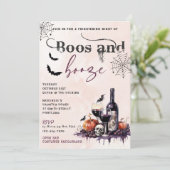 Boos En Booze Halloween Party Uitnodiging (Staand voorkant)