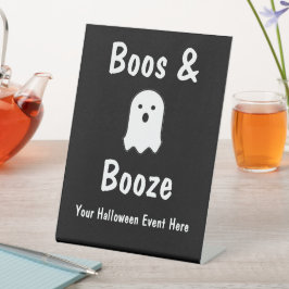 Boos en Booze Halloween Reclamebord Met Voetstuk