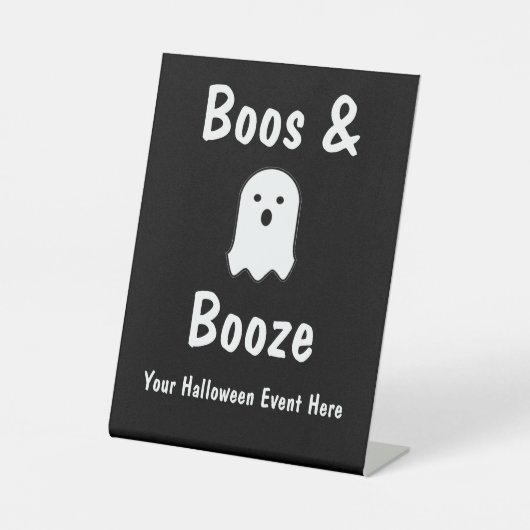 Boos en Booze Halloween Reclamebord Met Voetstuk (Voorkant)
