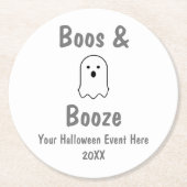 Boos en Booze Halloween Ronde Kartonnen Onderzetter (Voorkant)