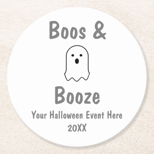 Boos en Booze Halloween Ronde Kartonnen Onderzetter (Voorkant)