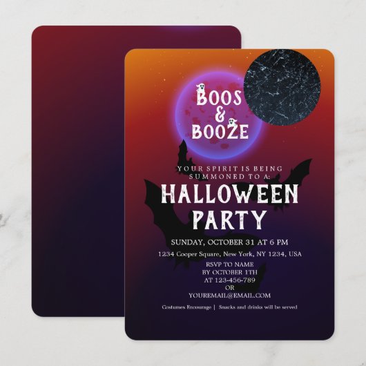 Boos en Booze Halloween Scary Party  Bedankkaart (Voorkant / Achterkant)