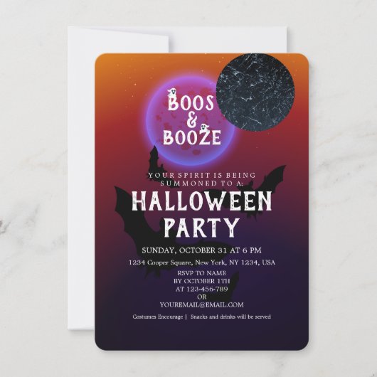 Boos en Booze Halloween Scary Party Bedankkaart (Voorkant)