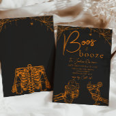 Boos en Booze Halloween Skeleton Party Sinaasappel Kaart