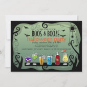 BOOS en BOOZE Halloween Uitnodiging (Voorkant)