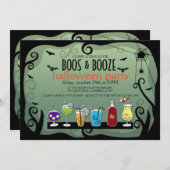 BOOS en BOOZE Halloween Uitnodiging (Voorkant / Achterkant)