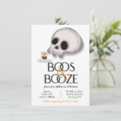 Boos en Booze Modern Halloween Party Kaart (Staand voorkant)