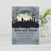 Boos en Booze Moon Halloween Party uitnodiging (Staand voorkant)