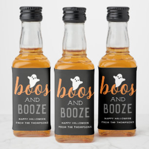 Boos en Booze Oranje en Black Halloween Likeurfles Etiket