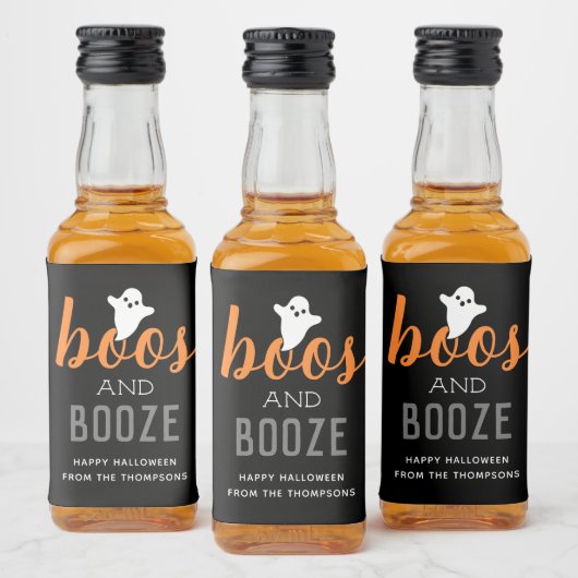 Boos en Booze Oranje en Black Halloween Likeurfles Etiket (Flessen)