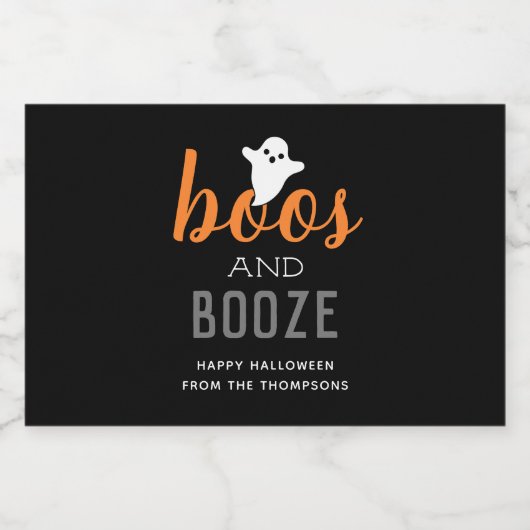 Boos en Booze Oranje en Black Halloween Likeurfles Etiket (Enkel label)