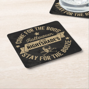 Boos en Booze  schedel   Aangepast Halloween Kartonnen Onderzetters