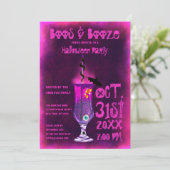 Boos en Booze Spooky Cocktail Drink Halloween Kaart (Staand voorkant)