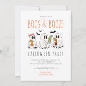 Boos en Booze Spooky Ghost Adult Halloween Party Kaart (Voorkant)