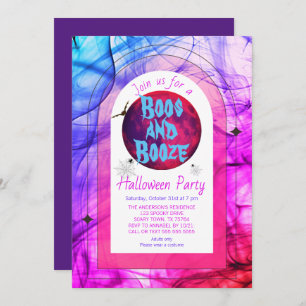 Boos en Booze Spooky Modern Volwassen Halloween Pa Kaart