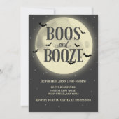 Boos en Booze Volle Maan Halloween Party Kaart (Voorkant)